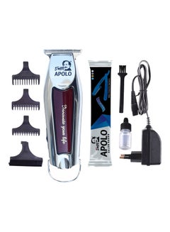 Buy Apolo Professional Hair Clipper Cordless Trimmer Silver/Maroon in UAE