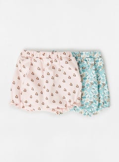 Buy Baby Printed Shorts (Pack of 2) Pink/Blue in Saudi Arabia
