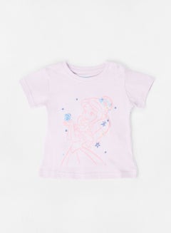 Buy Graphic Printed Crew Neck T-Shirt Lilac/Pink in Saudi Arabia