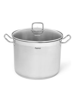 Buy Stainless Steel Stockpot With Glass Lid Clear/Silver 30cm in UAE