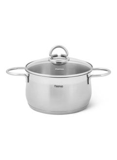 Buy Stainless Steel Stockpot With Glass Lid Silver 11.5 x 20cm in UAE