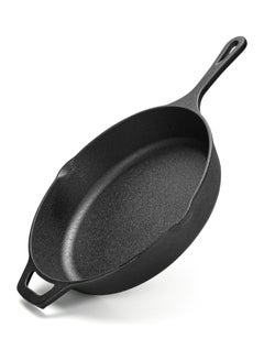 Buy Cast Iron Frying Pan With Helper Handle Black 5.4 x 26cm in UAE