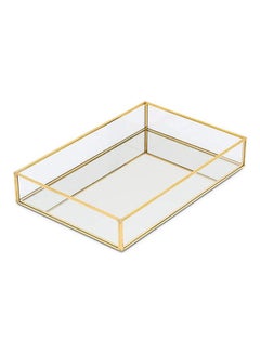 Buy Metal And Glass Serving Tray Clear/Gold 25x18x4.5cm in Saudi Arabia