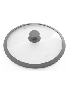 Buy Glass Lid With Marbling Silicone Rim Clear/Grey 28cm in UAE