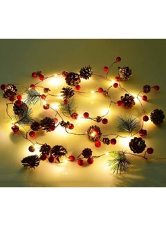 Buy Christmas Pine LED Sting Light Garland Gold 220 x 10cm in UAE