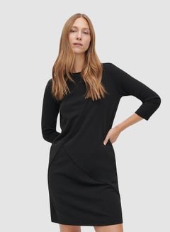 Buy Round Neck Mini Dress Black in Saudi Arabia