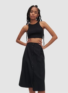 Buy Button Down Skirt Black in Egypt
