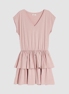 Buy Tiered Mini Dress Light Pink in Saudi Arabia