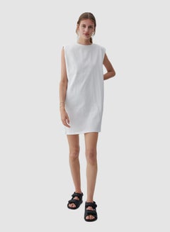 Buy Padded Shoulder Mini Dress Cream in Saudi Arabia