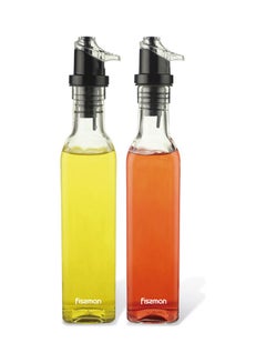 Buy 2-Piece Glass Oil And Vinegar Bottle Set Black/Clear 2x250ml in UAE