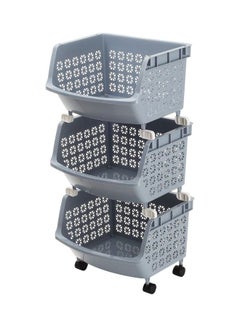 Buy 3-Tier Multipurpose Stackable Storage Rack Blue 35.8 x 32.5 x 74cm in Saudi Arabia