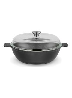 Buy Shallow Casserole Nomada Series With Two Side Handles and Glass Lid 28 x 8cm/4.1LTR Black in UAE