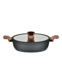 Buy Shallow Casserole Diamond With Glass Lid Black 28cm in UAE