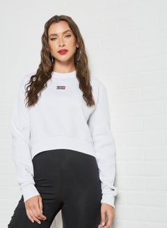 Buy Cropped Crew Neck Sweatshirt White in UAE