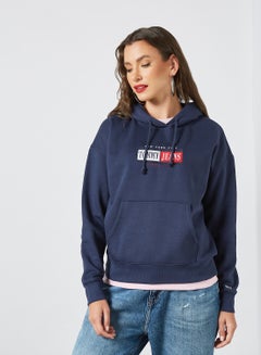 اشتري Logo Relaxed Fit Hoodie كحلي في الامارات