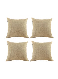 Buy 4-Piece Decorative Cushion Set Beige 30x30cm in Saudi Arabia