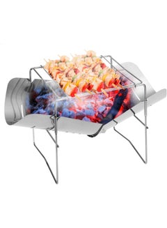 Buy 2-In-1 Portable Folding Stainless Steel Barbecue Camp Stove Silver 21.5x21x21.5cm in UAE