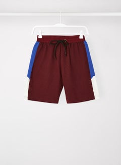 Buy Contrast Stripe Detail Elastic Waistband Drawstring Shorts Wine Red/Blue/White in Saudi Arabia