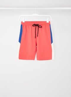 Buy Colourblock Pattern Elastic Waistband Drawstring Shorts Pink/White/Blue in Saudi Arabia