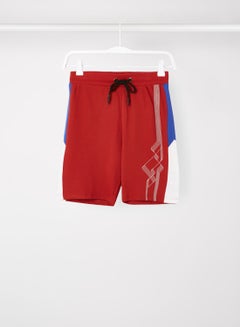 Buy Contrast Stripe Detail Elastic Waistband Drawstring Shorts Red/Blue/White in Saudi Arabia