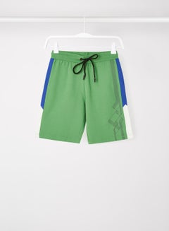 Buy Colourblock Pattern Elastic Waistband Drawstring Shorts Mint Green/Blue/White in Saudi Arabia