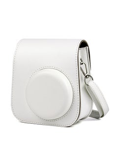 Buy PU Leather Camera Cover for Fujifilm Instax Mini 11 Case Adjustable Strap White in UAE