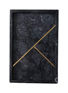 Buy Rectangular Patterned Marble Tray Black in UAE