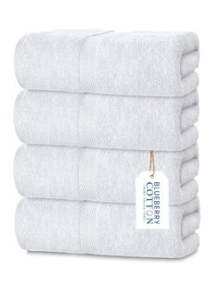 Buy Pack of 4 Luxury Cotton Bath Towel White 70 X 140cm in UAE