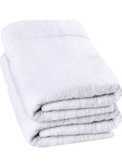 Buy Pack of 2 Premium Cotton Bath Towel White 70 X 140cm in UAE