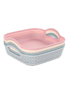 اشتري 4-Piece Rectangular Storage Basket Set متعدد الألوان 25.5x23x19.5سم في السعودية