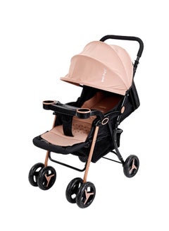 Buy Smooth-Rolling Baby Pram Stroller, Harness And Seat, Soft Padded Seat, Adjustable Position, Newborn - Khaki/Black in UAE