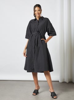 Buy Midi Shirt Dress Black in UAE