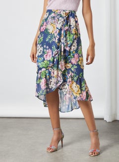 Buy Floral Print Wrap Midi Skirt Multicolour in Egypt