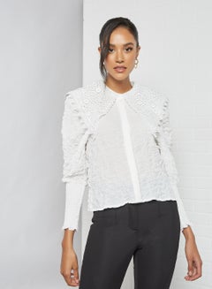 Buy Lace Collar Shirt White in UAE