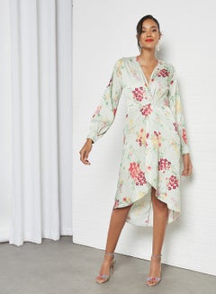Buy Floral Print Midi Dress Multicolour in Saudi Arabia