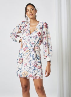 Buy Floral Print Wrap Dress Multicolour in Egypt