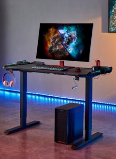 Buy Hunter Manual Operated Adjustable Gaming Desk With USB Port And LED Lights Perfect PSP Play Station Gaming Experience Black in Saudi Arabia