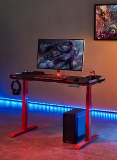 Buy Hunter Automatic Adjustable Gaming Desk With USB Port And LED Lights For The Perfect PSP Play Station Gaming Experience Black/Red W122 X D68 X H66-130cm in UAE