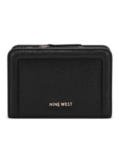 Buy Textured Snap Button Detail Wallet Black in Saudi Arabia