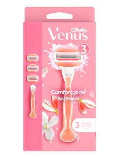 Buy Comfortglide Spa Breeze Razor Handle With 3 Blade Refills Pink in UAE