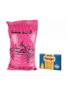 اشتري Premium Hardwood Barbecue Charcoal 5kg + Flamgo Fire starter 12 pcs 5كجم في الامارات