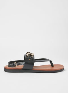Buy Topaz Flat Sandals Black in Saudi Arabia