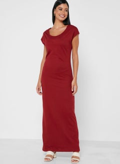 Buy Casual Stylish Dress Burgundy in UAE