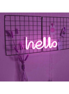 Buy Neon Sign LED Hello Shape Light Wall Decor Night Lamp Purple 34 x 11.5cm in UAE