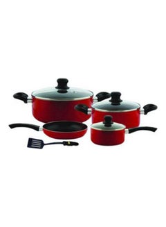 Buy 8 Piece Attractive Non Sticky Cookware Set Red/Black 53x33x25cm in Saudi Arabia