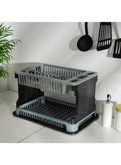 Buy Multipurpose Double Layer Kitchen Rattan Dish Drainer Assorted Color 44cm in UAE