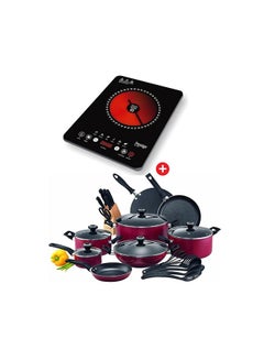 Buy 25-Piece Non-Stick Cookware Set + Single Infrared Cooker Multicolour 20Liters in UAE