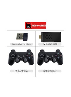 Buy Y3 Slim  HD TV Game Console With 64G Card 10000 Games 2 Controllers With 1 Stick in Saudi Arabia