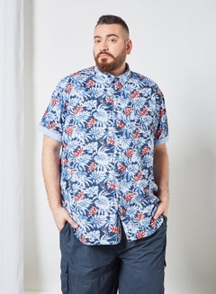 Buy Hawaiian Print Shirt Blue in Saudi Arabia