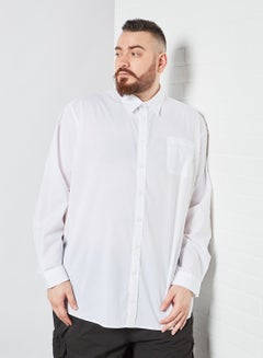 Buy Plus Size Long Sleeve Shirt White in Saudi Arabia